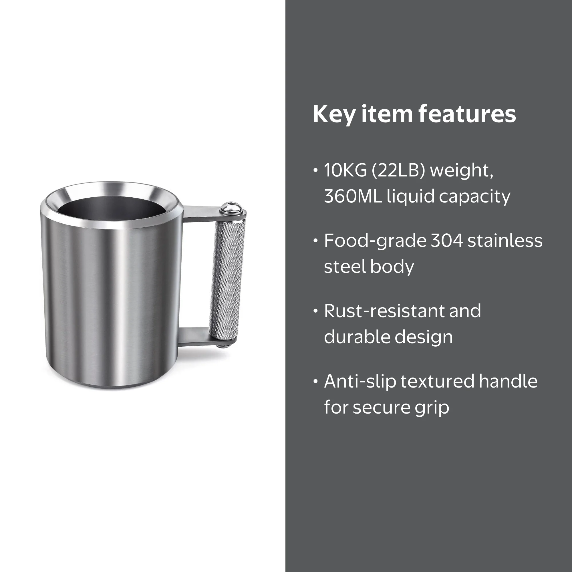 Auckpure Heavy Mug,22 LB/ 10KG Stainless Steel Cup,Super Heavy Dumbbell  Fitness Sports Mug,Gym Exercise Coffee Lover Gift - Walmart.com