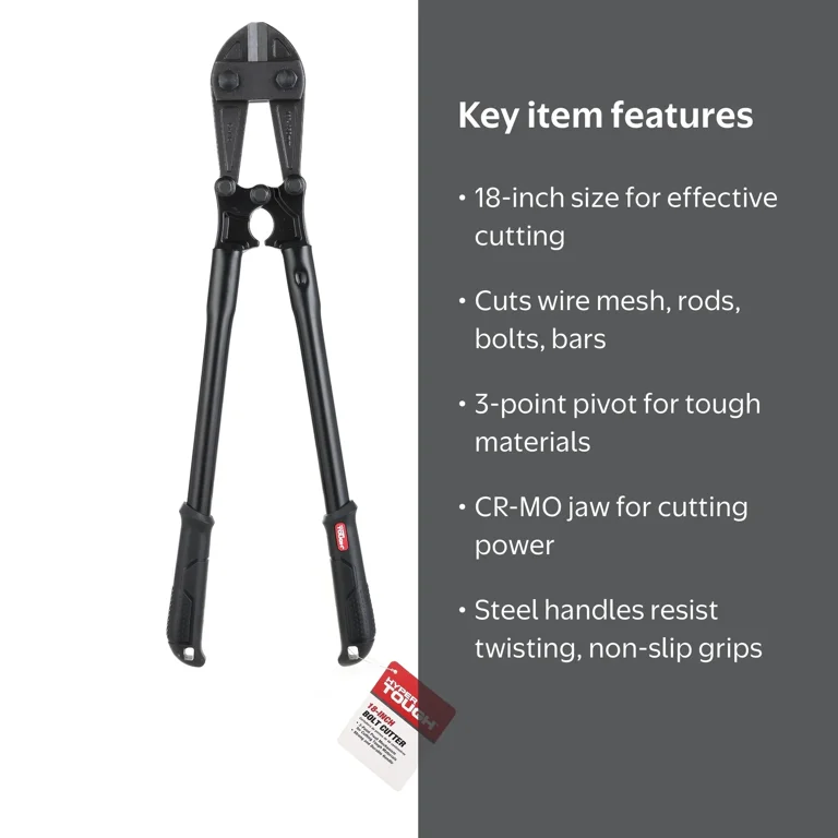 Hyper Tough 18-Inch Bolt Cutter for Cutting Wire Mesh, Rods, Bolts