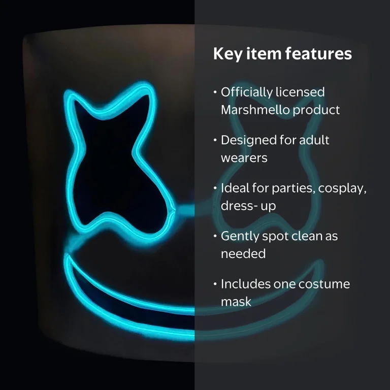 2つ　マシュメロ edm marshmello コスプレ ハロウィン マスク Marshmello EL Adult Costume Mask - Walmart.com