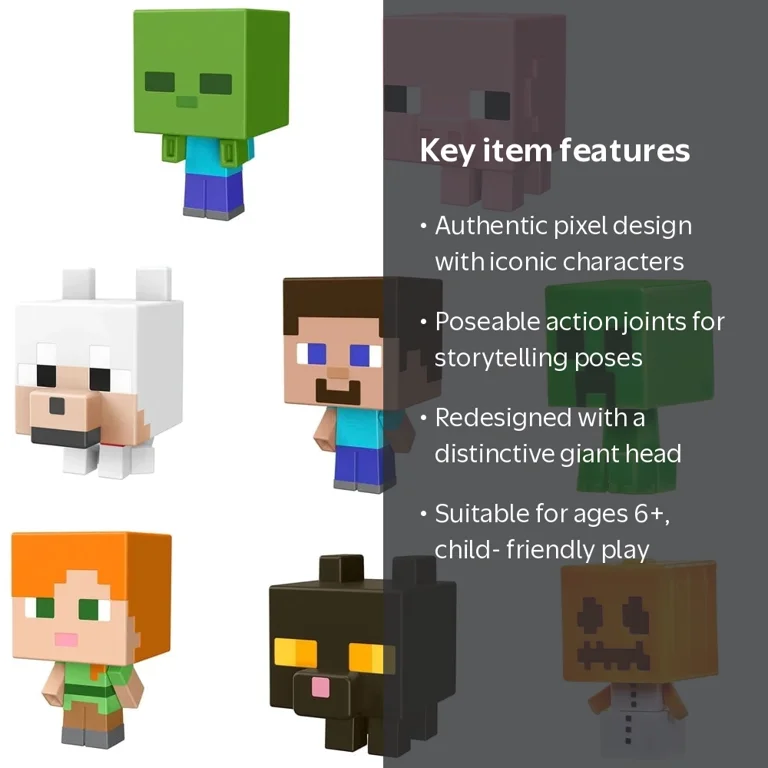 Minecraft Mob Head Minis Action Figures, Video Game Character