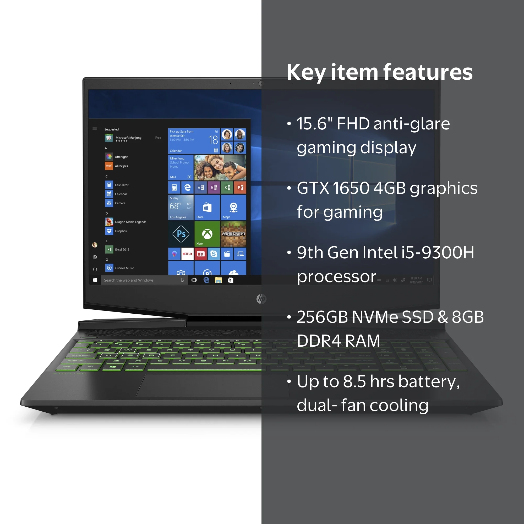 HP, Gaming Laptop, 15-dk0096wm, 15.6