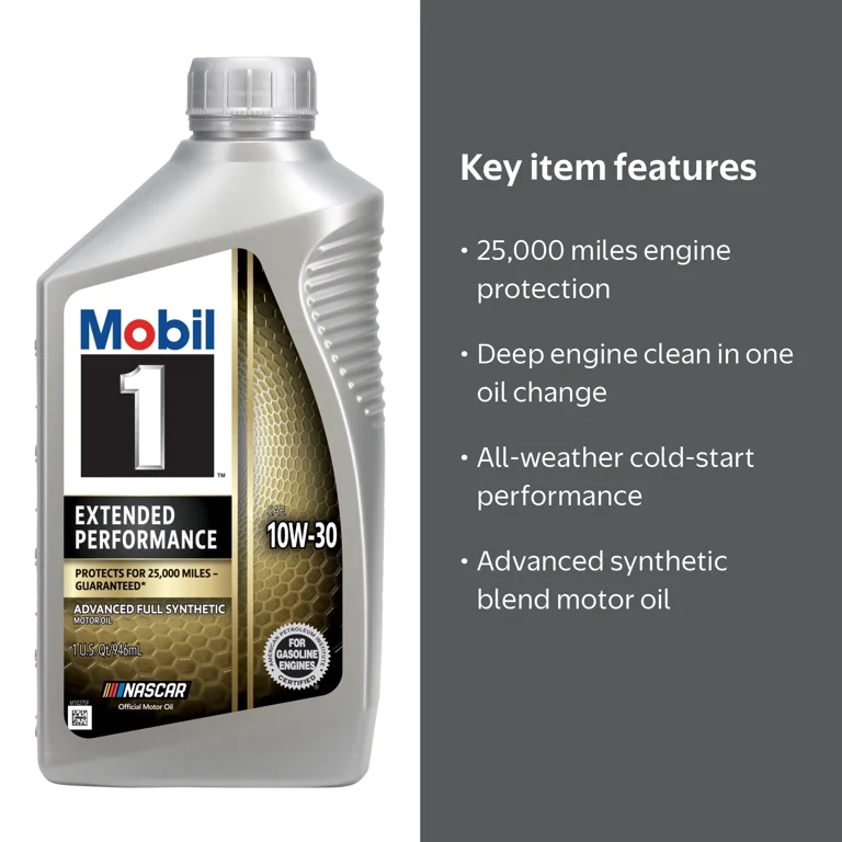 Mobil 1 Extended Performance Full Synthetic Motor Oil 10W-30, 1