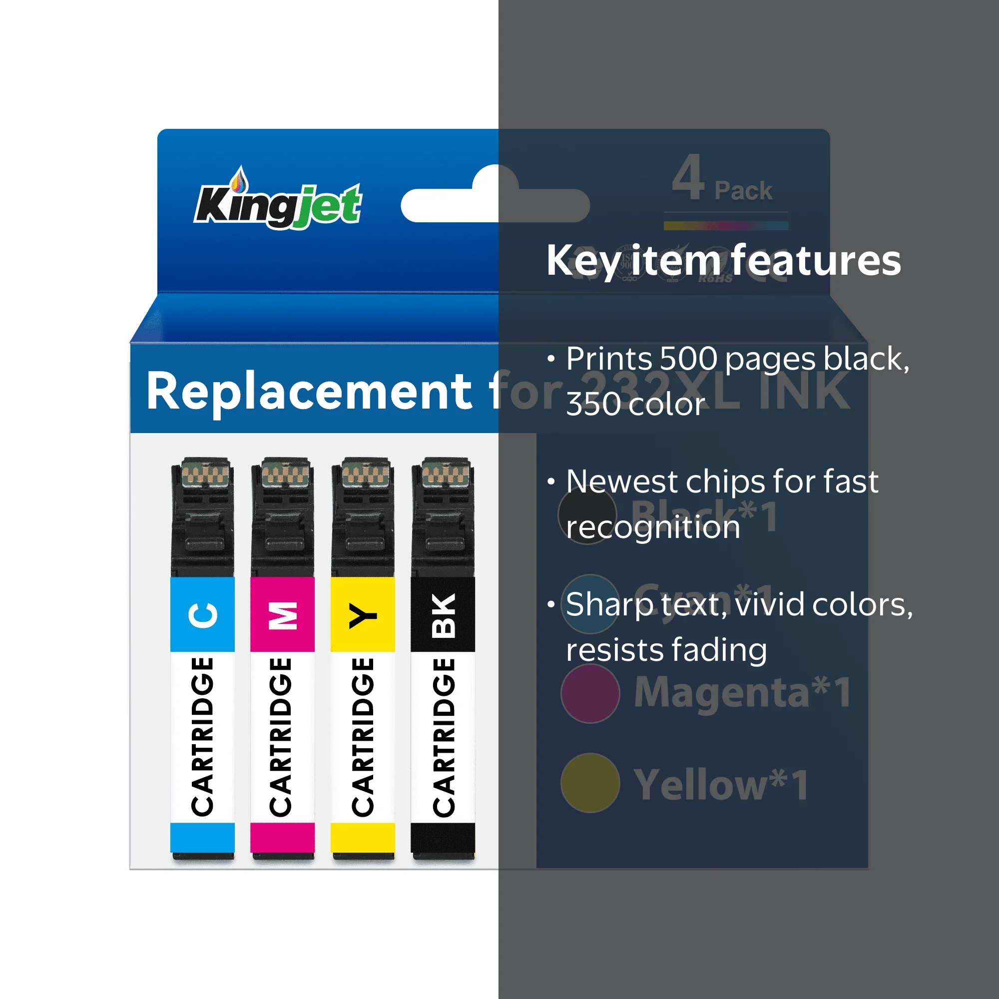 EPSON インク Kingjet 232XL Ink Cartridges Replacement for Epson XP-4200 XP-4205