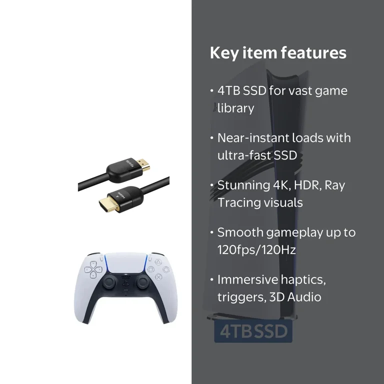 Sony, PlayStation 5 Pro Gaming System, 4TB SSD, White (Refurbished