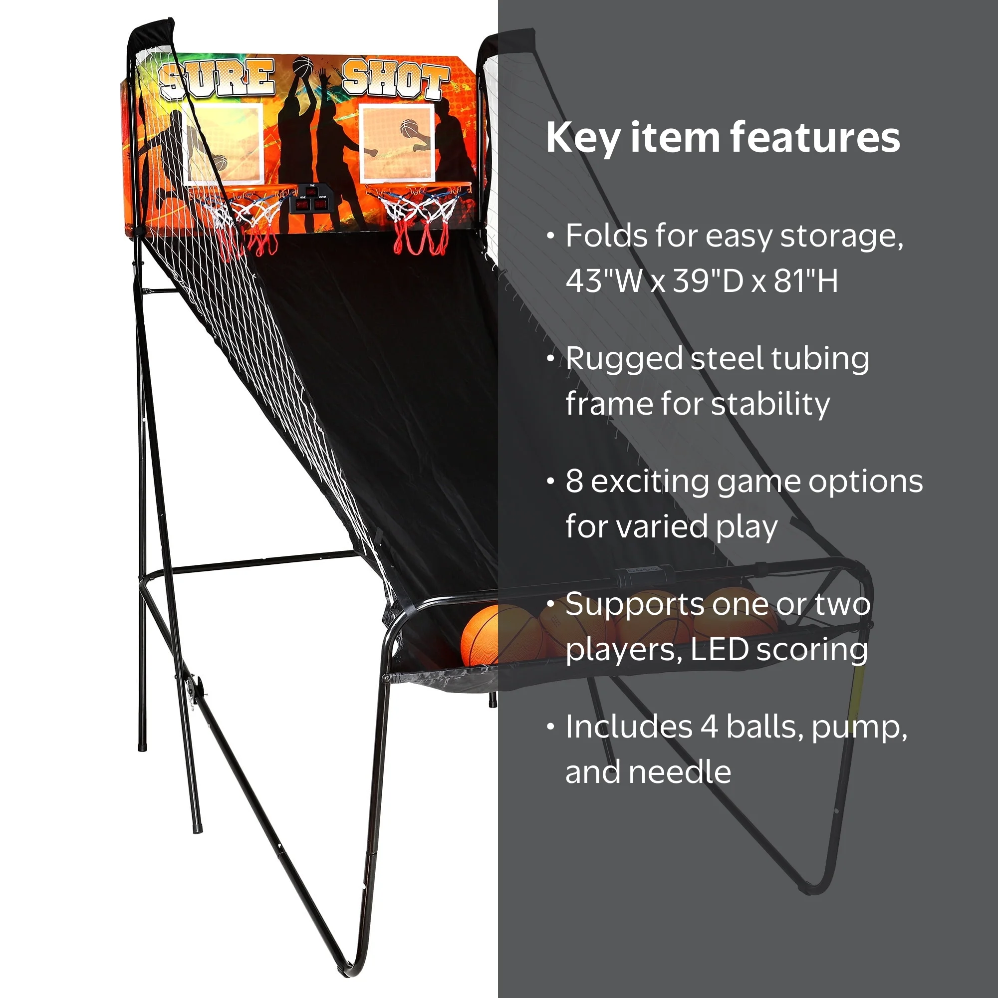 Free Shipping! Hathaway Sure Shot Dual Arcade Basketball Game