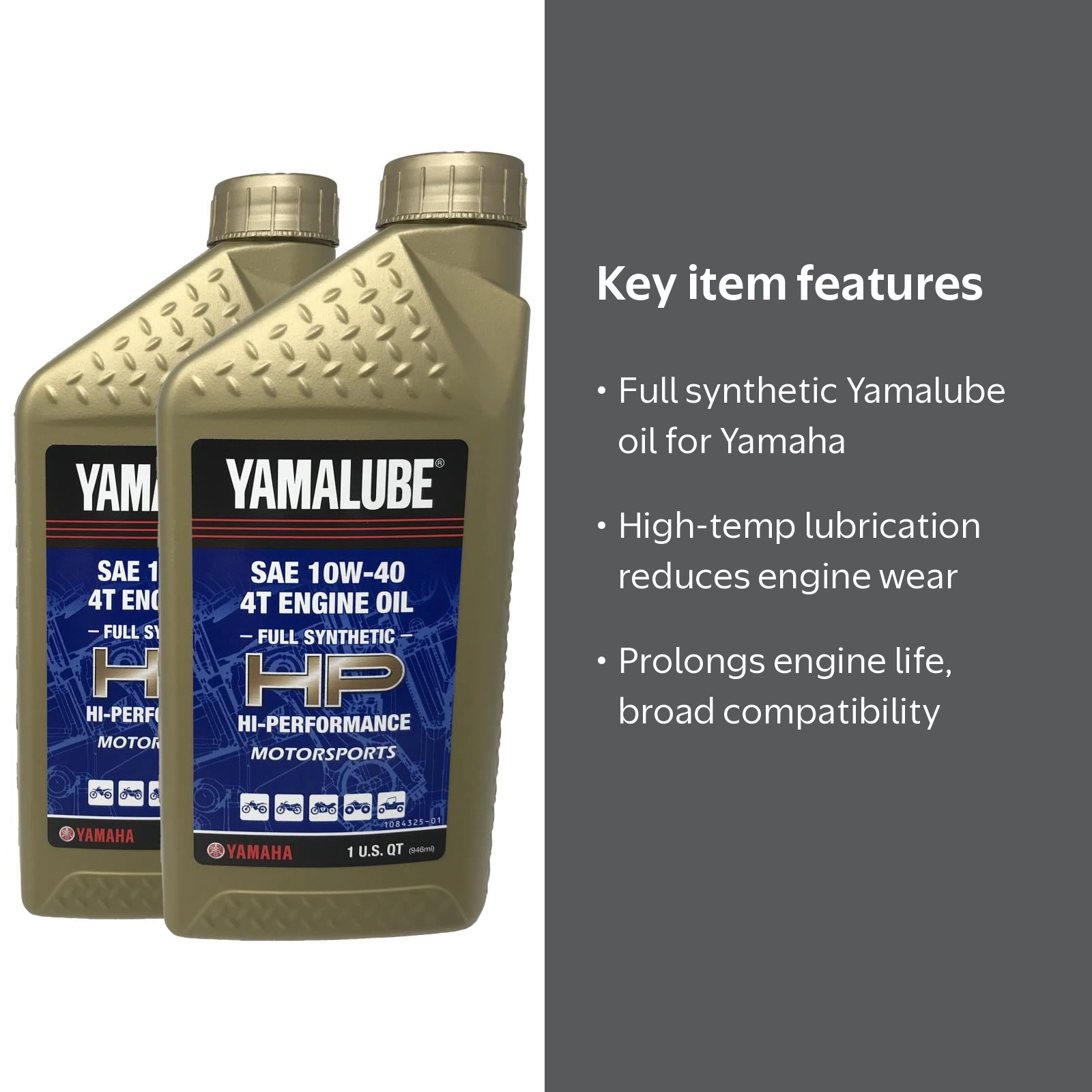 Yamaha Yamalube Full Synthetic Motor Oil 10W-40, 2 qt (2 pack