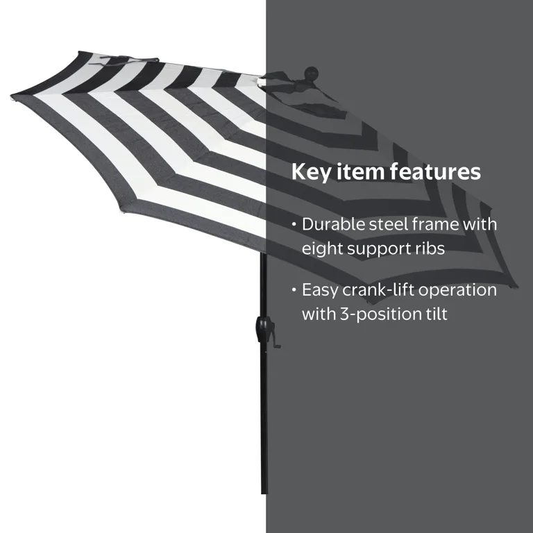 9 foot round aluminum patio umbrella in spice stripe Better Homes & Gardens Outdoor 9' Ibiza Stripes Round Crank Premium Patio  Umbrella
