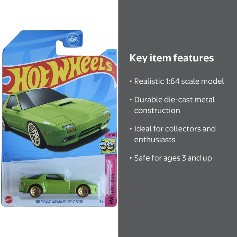 Hot Wheels '89 Mazda Savanna RX-7 FC3S Japanese Car, Green, 2023