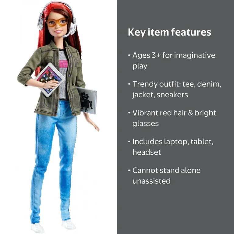 ゲームキャラクター Barbie Doll Barbie Game Developer Doll - Walmart.com