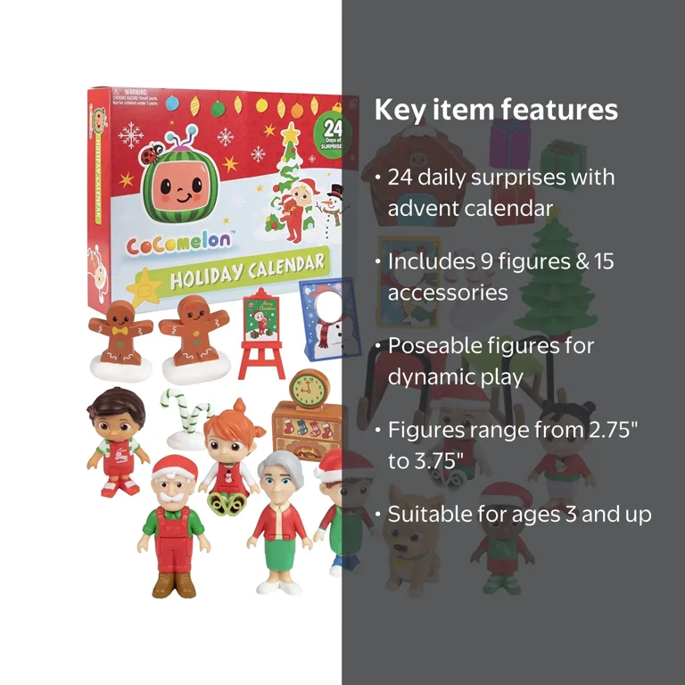 Jazwares CoComelon 2023 Advent Calendar, 24pc JJ Family Figurine