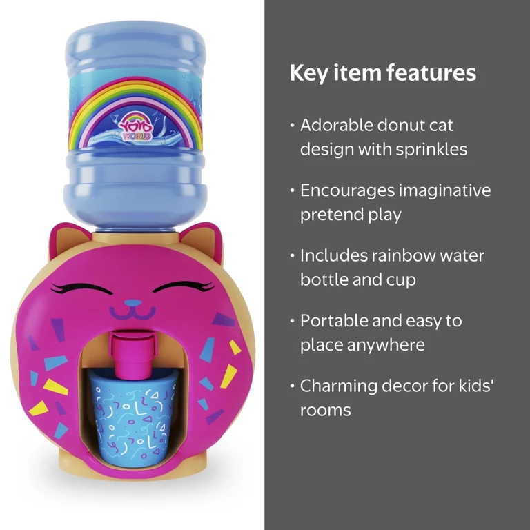Kawaii Cat Mini Water Dispenser Toy with Rainbow Bottle & Cup