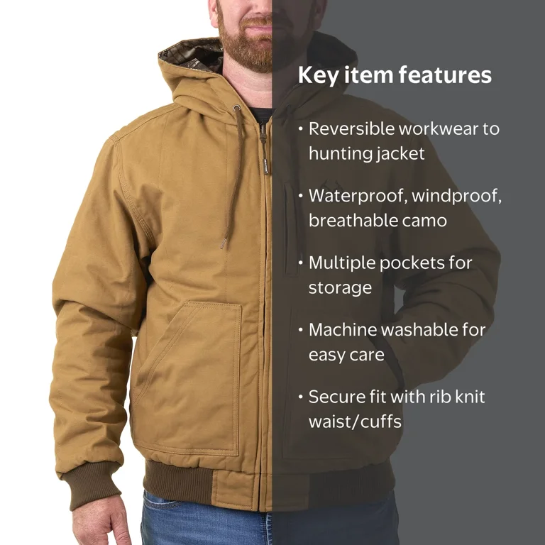 Free Shipping! Realtree APX Men's Reversible Work to Hunt Jacket