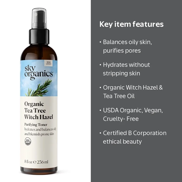 Sky Organics Organic Tea Tree Witch Hazel Facial Toner for