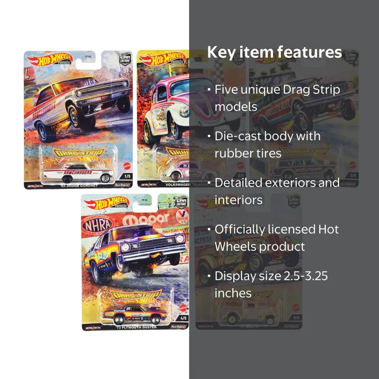 Hot Wheels Premium Car Culture Drag Strip - 5 Piece Diecast Model