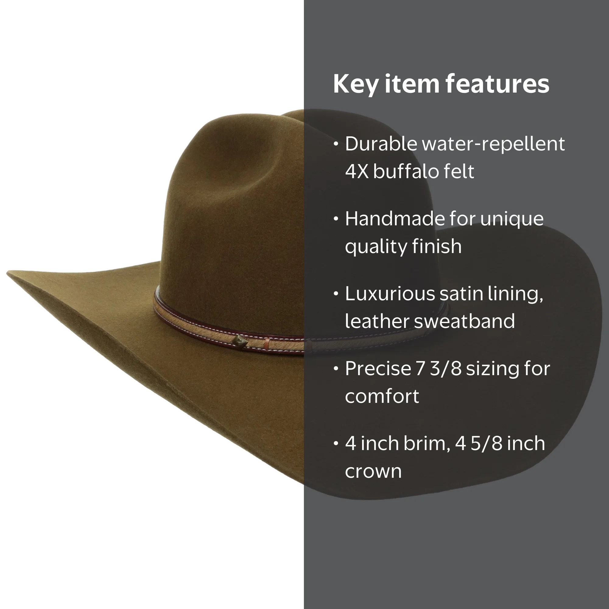 Stetson, Powder River 4X Felt Cowboy Hat, Mink, size 7 3/8