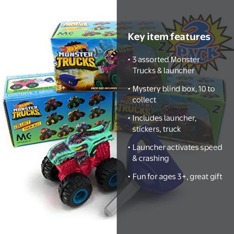 Hot Wheels Brand, Mini Mystery Trucks Blind Box Gift Set with Key