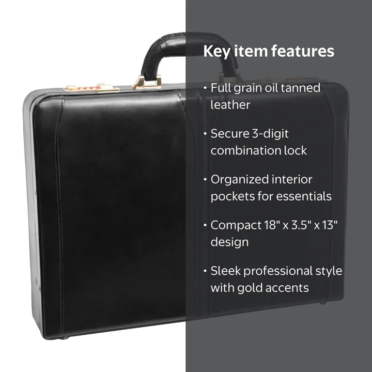 McKlein USA, Attaché Briefcase, Full Grain Cowhide Leather, 18