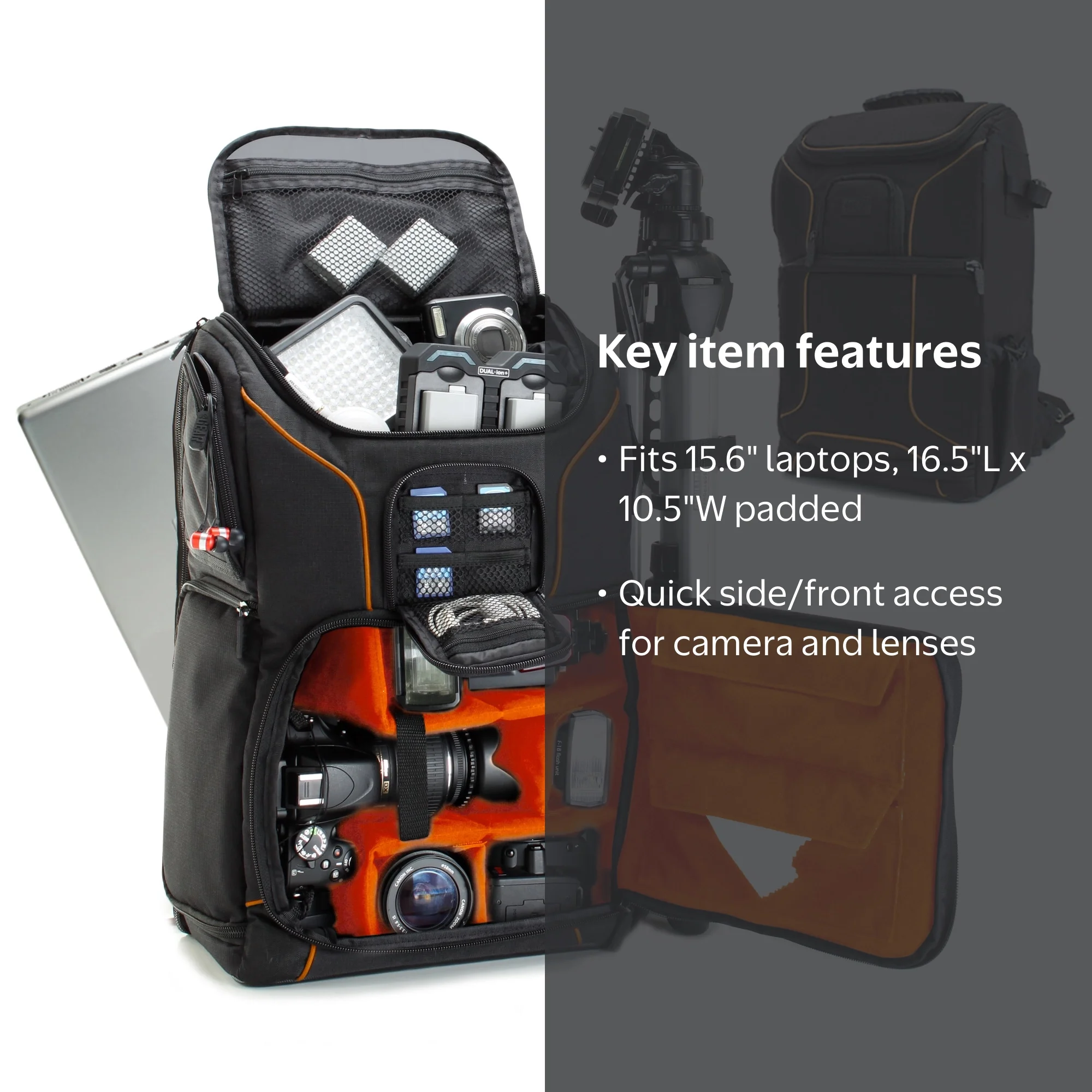 bagsmart camera backpack for slr dslr cameras & 15.6 laptop Small Bag Backpack, Camera Case Fits 13.3 Inch Laptop, Waterproof Photography Backpacks with Rain Cover Tripod Holder Women Men, Black : Electronics On the side of the pack is a pocket for storing the base of a compact tripod BAGSMART Camera Bag for Photographers,