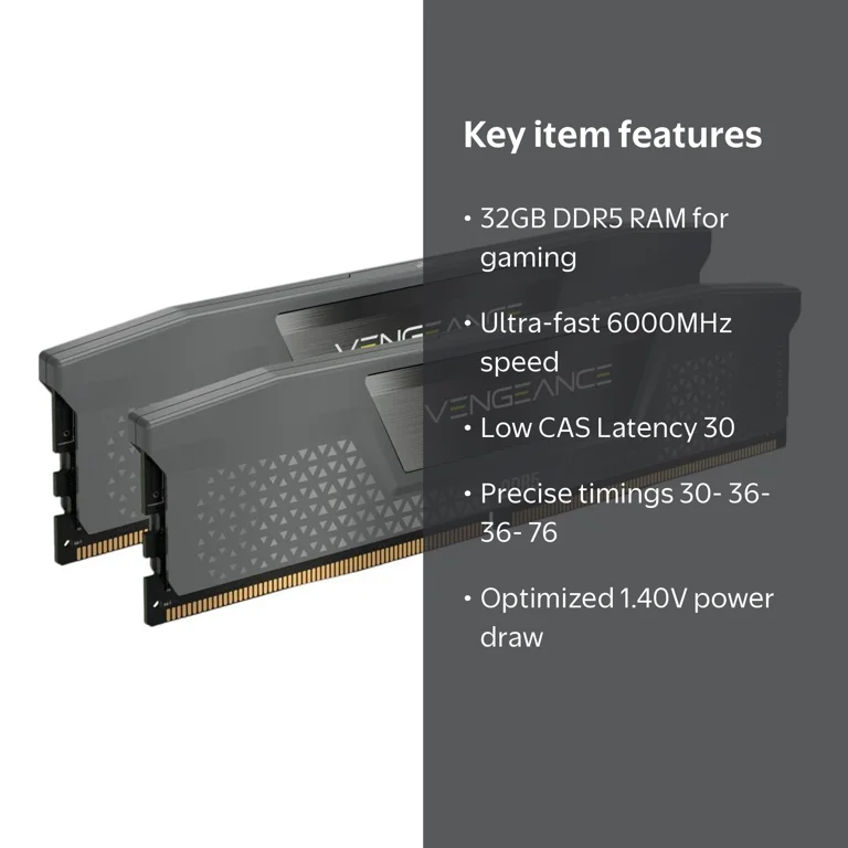 Corsair, DDR5 SDRAM Memory Kit, 32GB, 6000 MHz, Gaming Memory