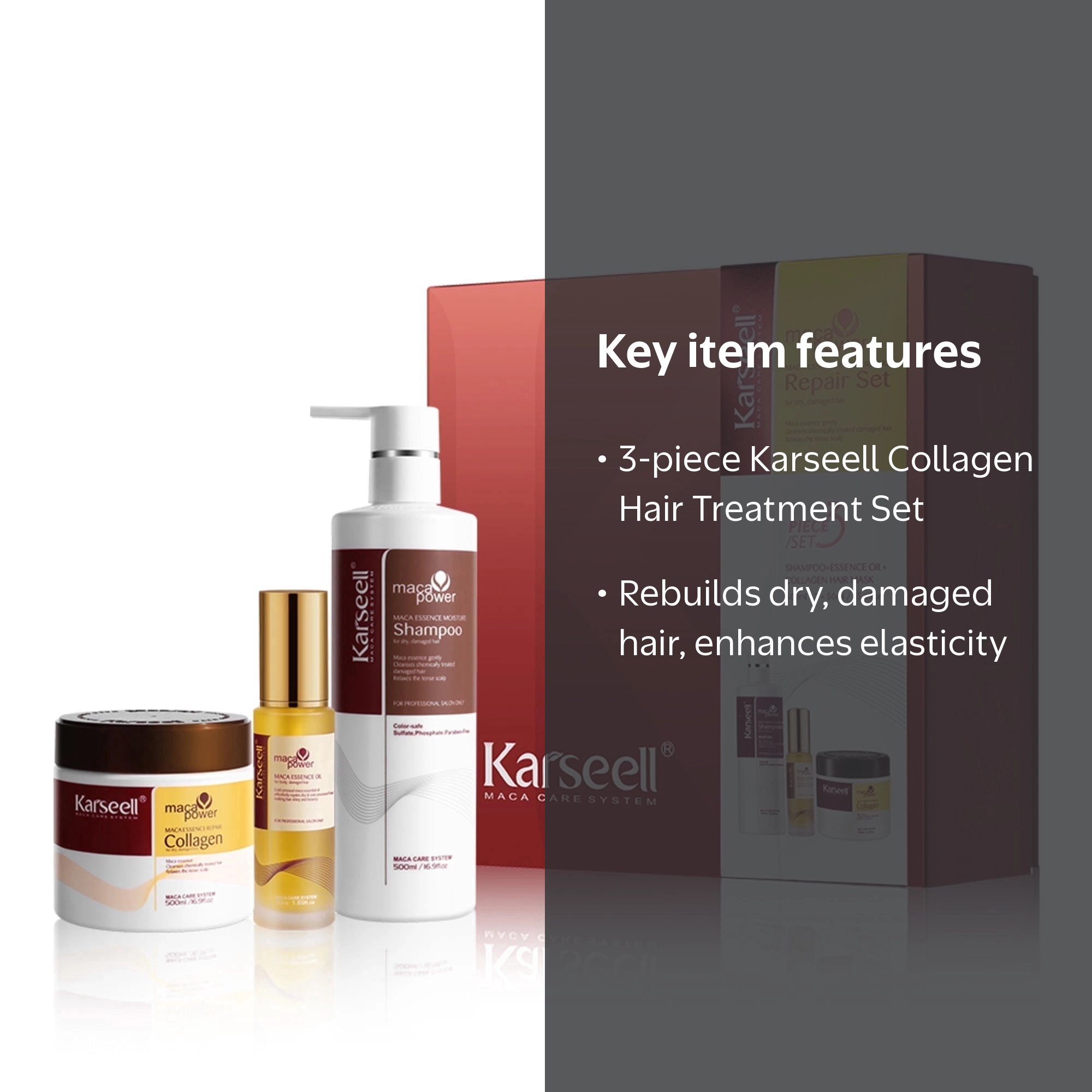 Karseell Collagen Hair Treatment Set, 16.9floz + 16.9floz + 1.69