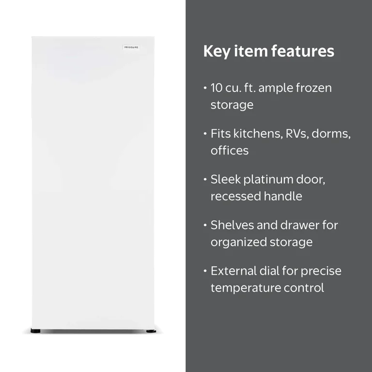 Frigidaire 10 Cu. ft. Garage Ready Upright Freezer, Recessed