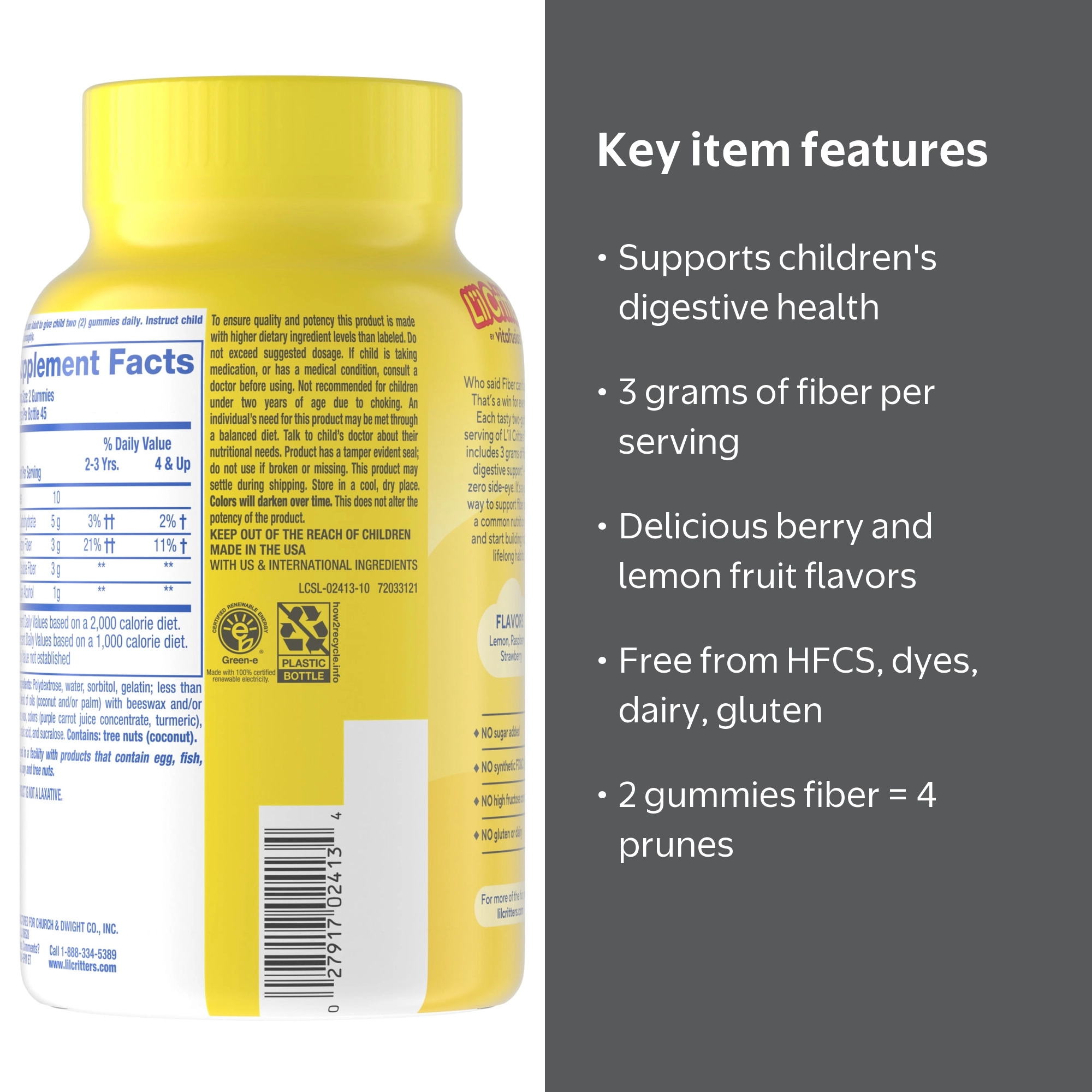 Lâ€™il Critters Digestive Fiber Gummies for Children, Mixed Fruit