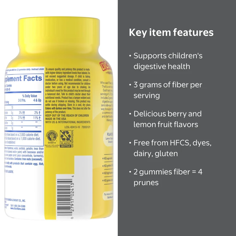 Lâ€™il Critters Digestive Fiber Gummies for Children, Mixed Fruit