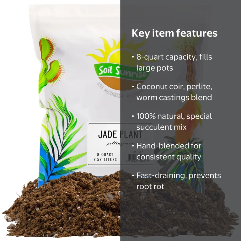 Jade Plant Potting Soil Mix, 8 Quarts, Fast Draining Organic Blend