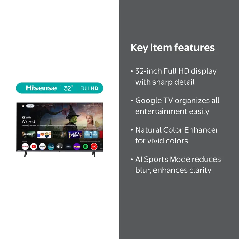 Hisense 32 inch Full HD Smart Google TV (32H40G) - FHD Resolution