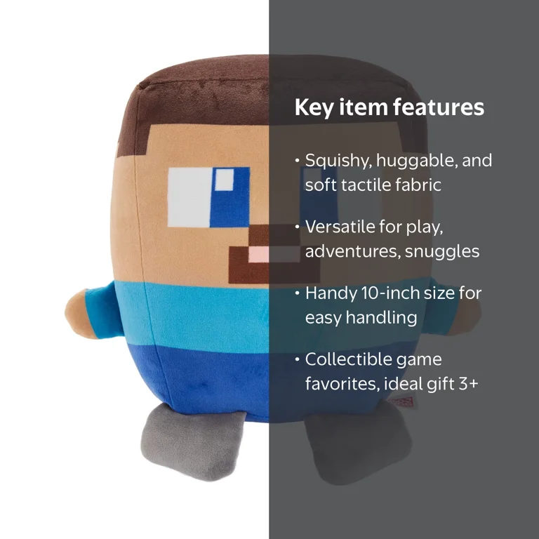 Minecraft Cuutopia 10-in Plush Character Pillow Doll, Collectible