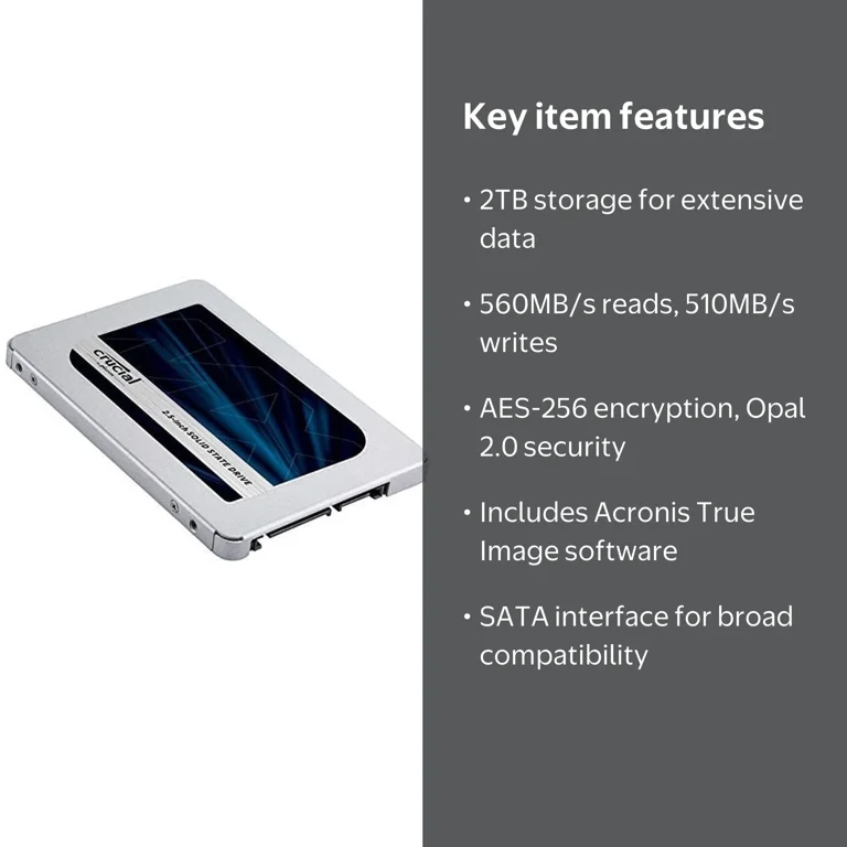 内蔵型SSD crucial MX500 2TB Crucial MX500 2TB 3D NAND SATA 2.5 Inch Solid State Drive SSD