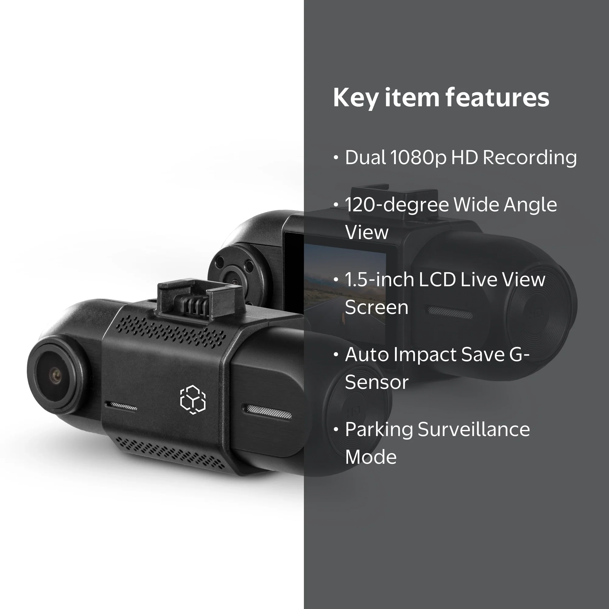 YADA Dual Dashcam for Cars & Vehicles, 1080P, 120° Wide Angle, 1.5