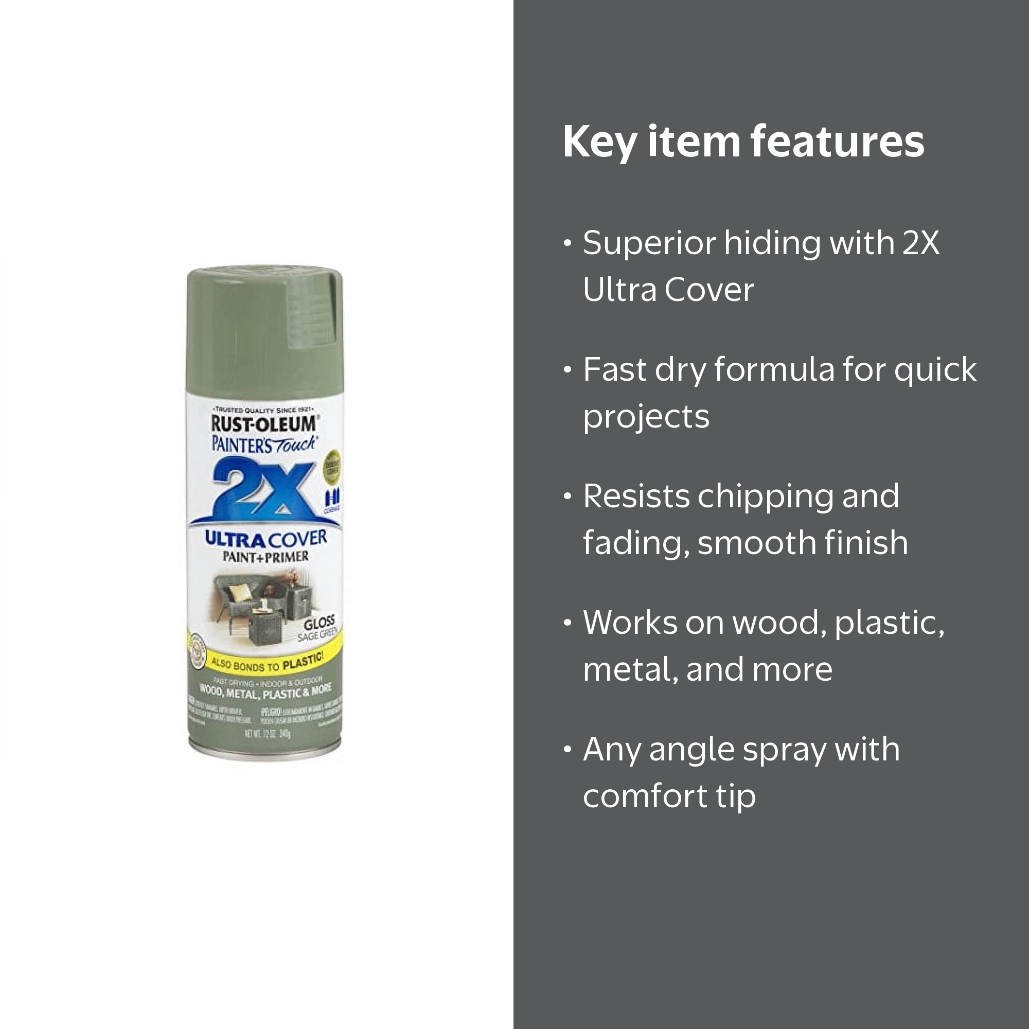 Rust-Oleum Painter's Touch 2X Ultra Cover Gloss Spray Paint, Sage