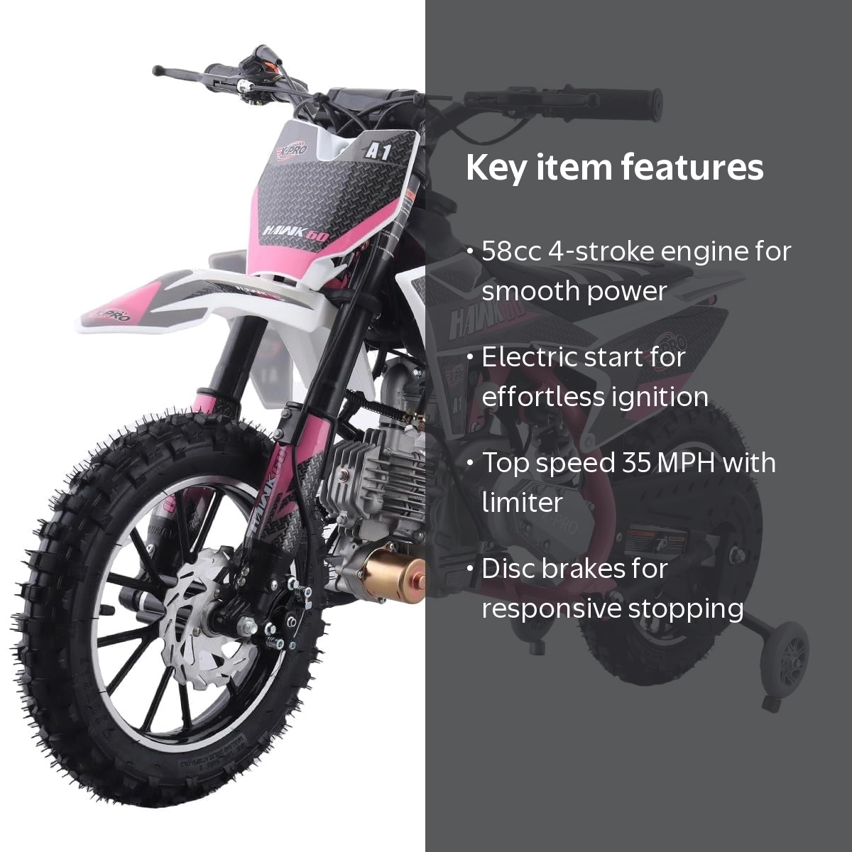 X-Pro Hawk 60 Dirt Bike with CVT Transmission, Electric Start