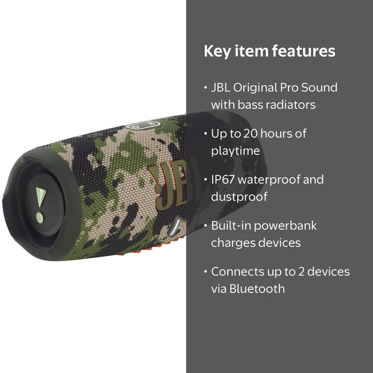 JBL, Portable Waterproof Speaker, 20 Hours, Powerbank - Walmart.com