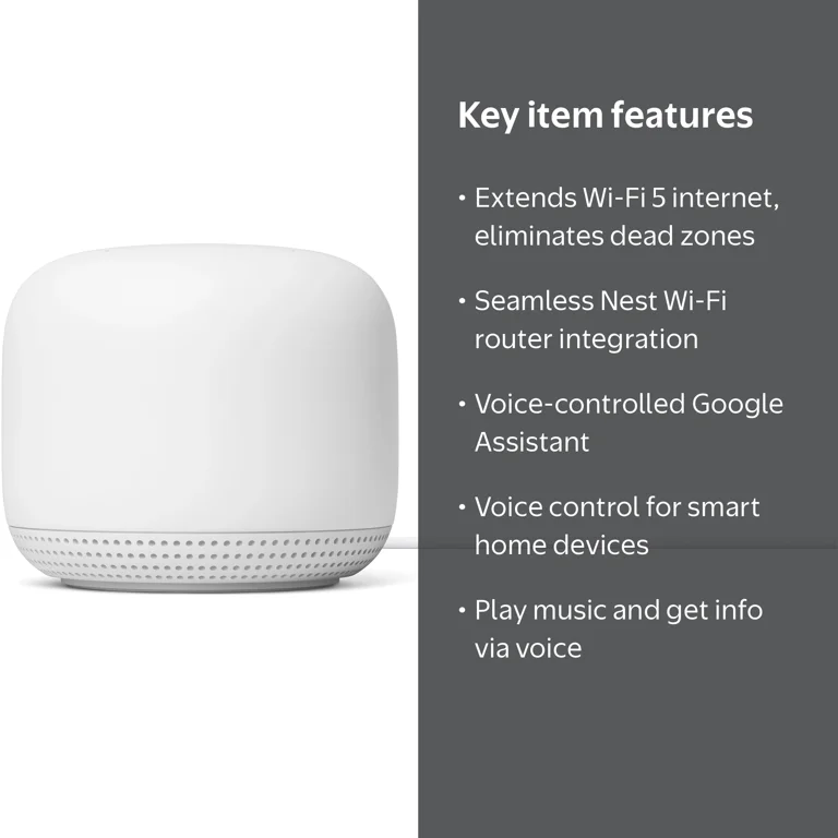 Google, Nest Wifi Point, 1600 sq ft coverage, with Google