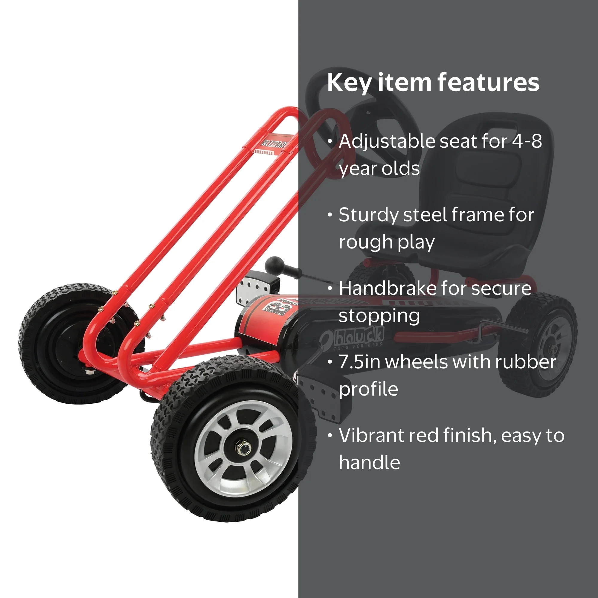 hauck, Pedal Ride-On Go Kart, Model RRK150, Red for Kids Ages 4 to