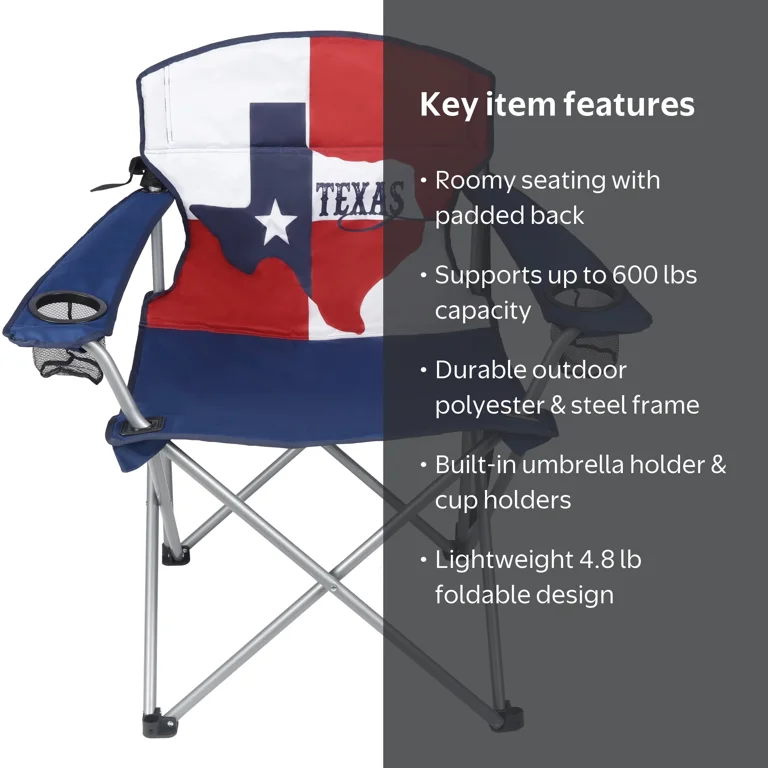 Ozark Trail Big & Tall Chair Texas Pattern Wide Seat Folding