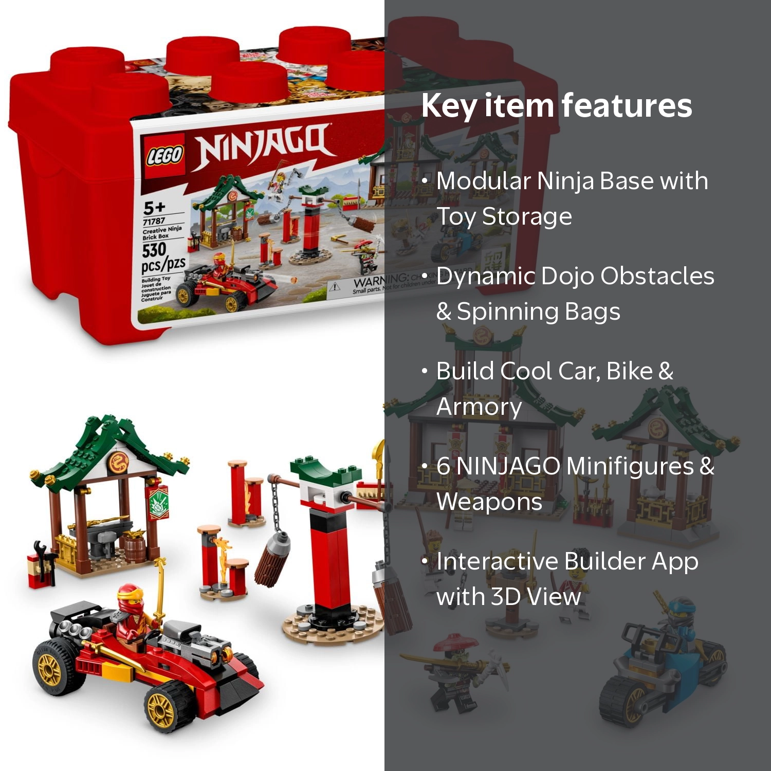 LEGO 6425925 NINJAGO Creative Ninja Brick Box 71787, Multicolor