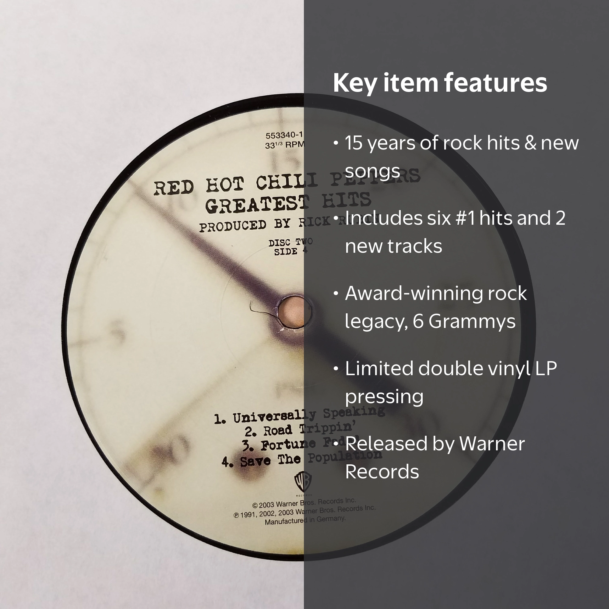 Warner Records, Vinyl, Red Hot Chili Peppers Greatest Hits, Double