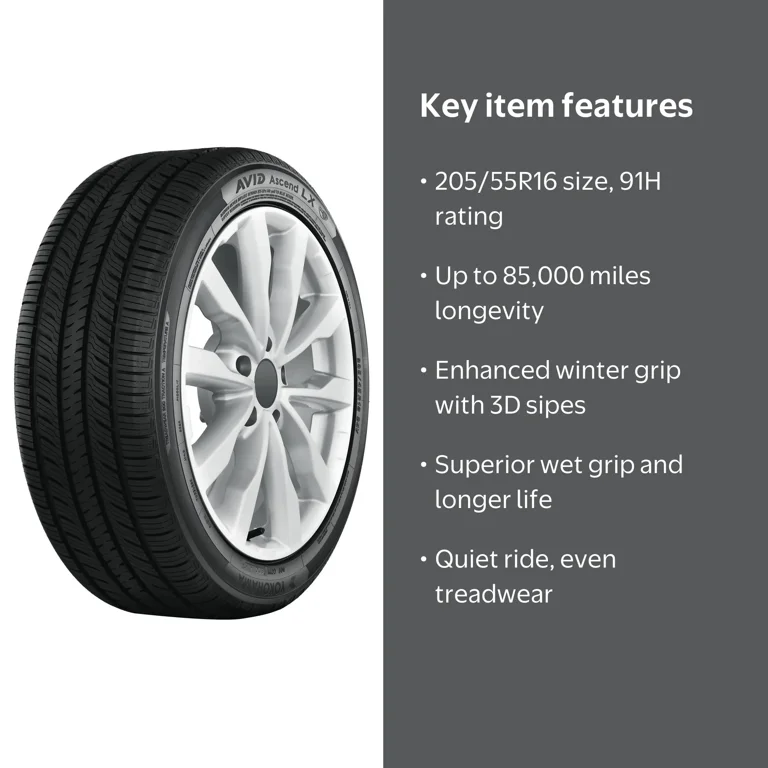 Yokohama Avid Ascend LX All-Season Tire, 205/55R16/4 91H BW