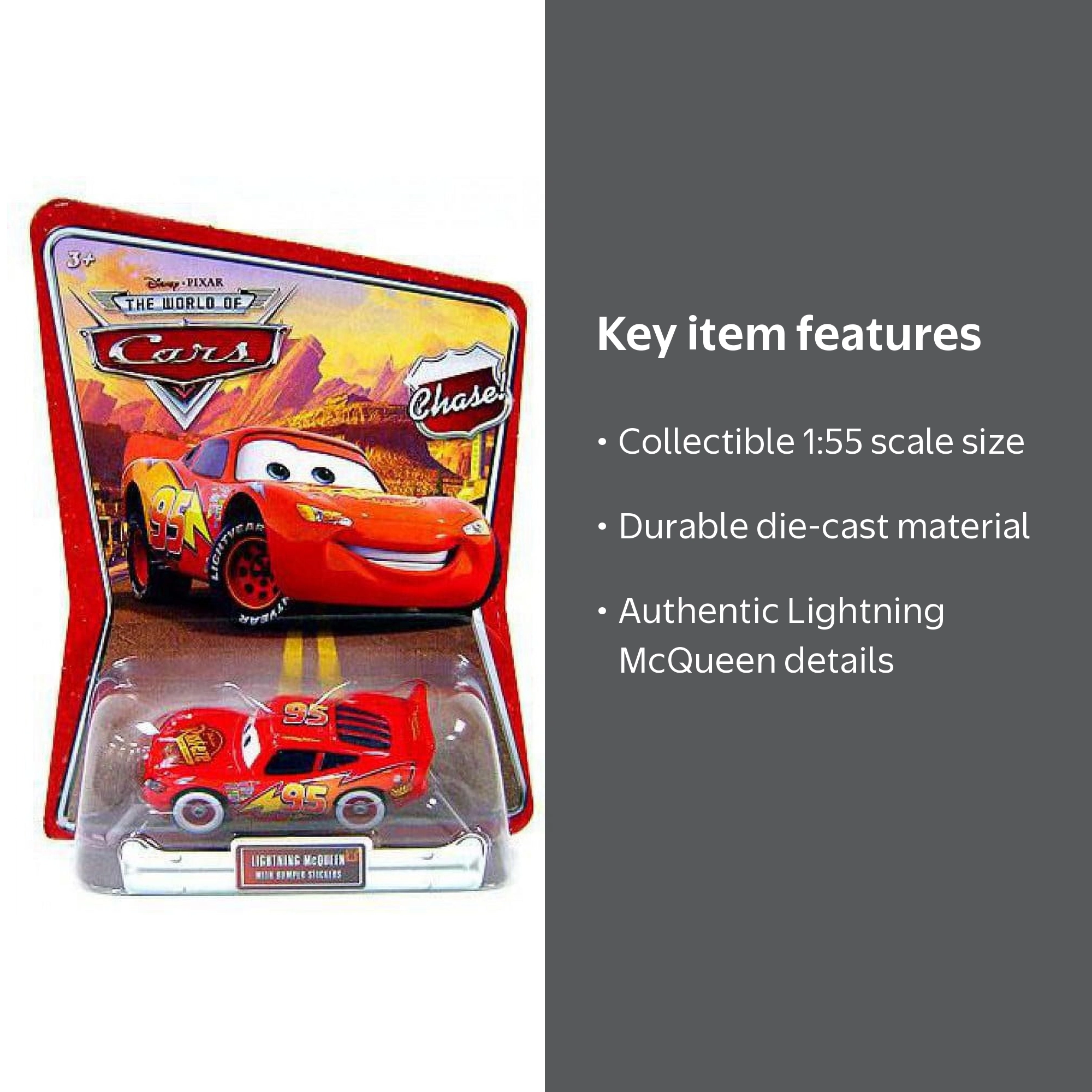 Disney Cars Series 1 Lightning McQueen with Bumper Stickers