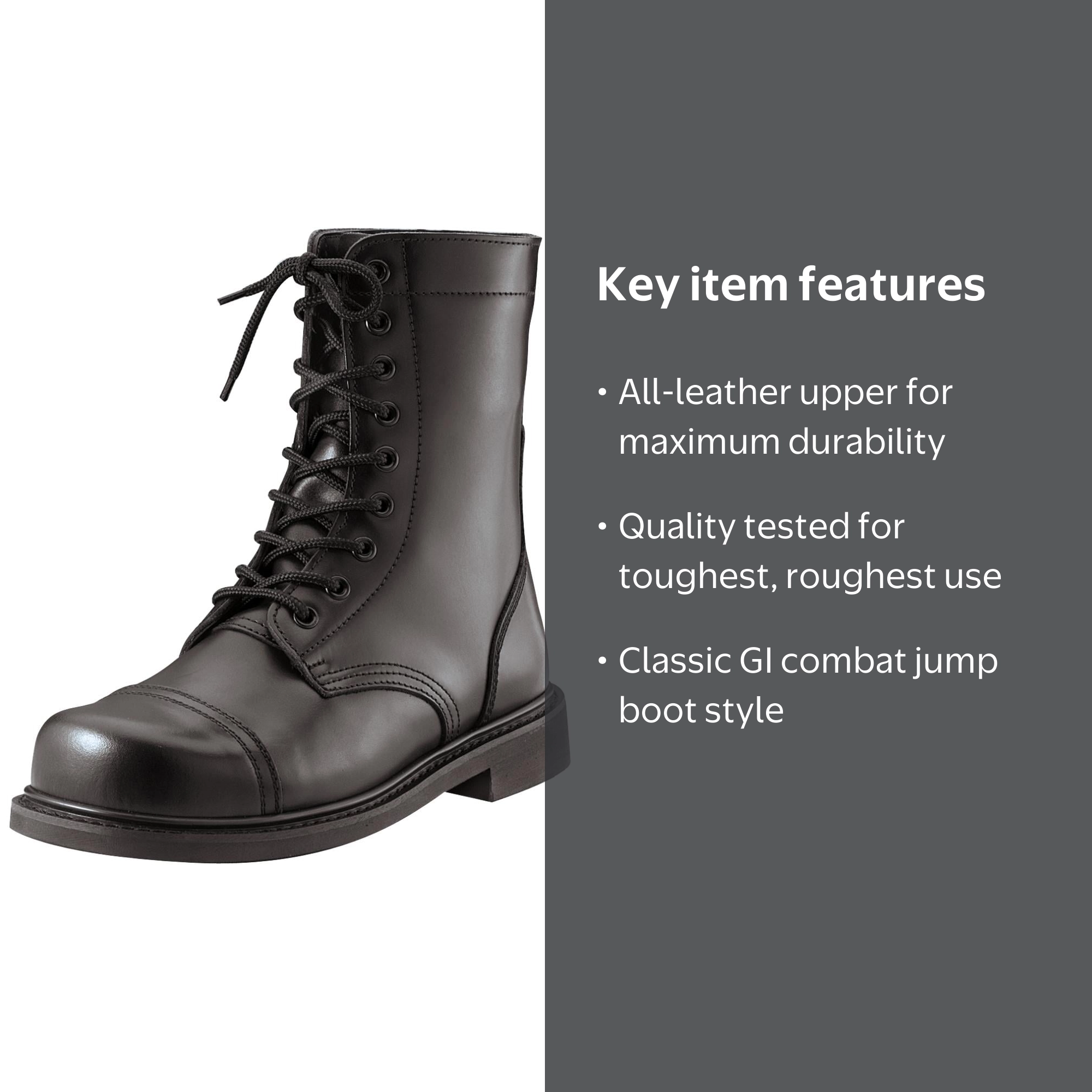 Classic Combat Jump Style Boots with All-Leather Upper 