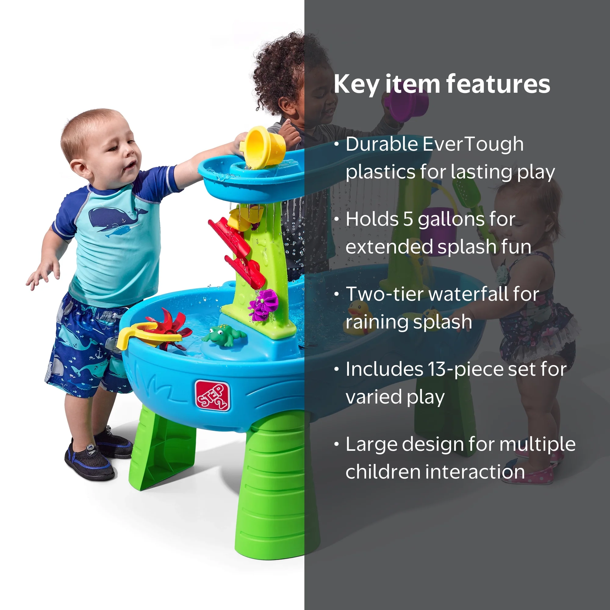 Step2, Water Table, Blue, 2-Tier Splash Water Play with Waterfall