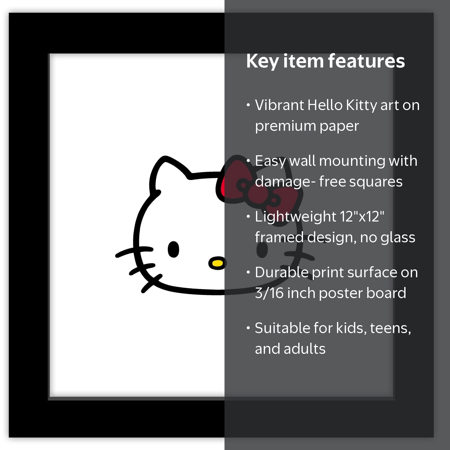 Gallery Pops Hello Kitty - Kitty Face Wall Art, Black Framed