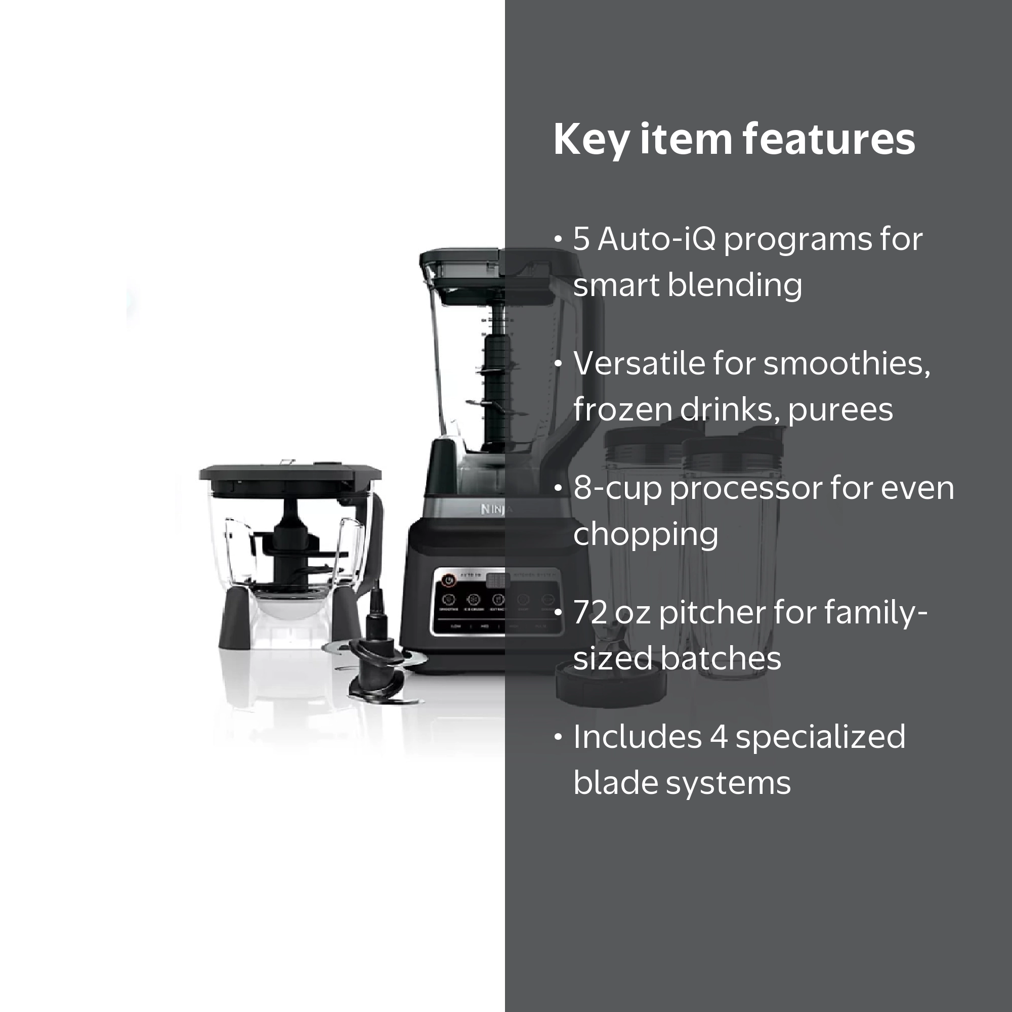 Ninja, Kitchen Blender System, Auto-iQ, 72 oz, Food Processor