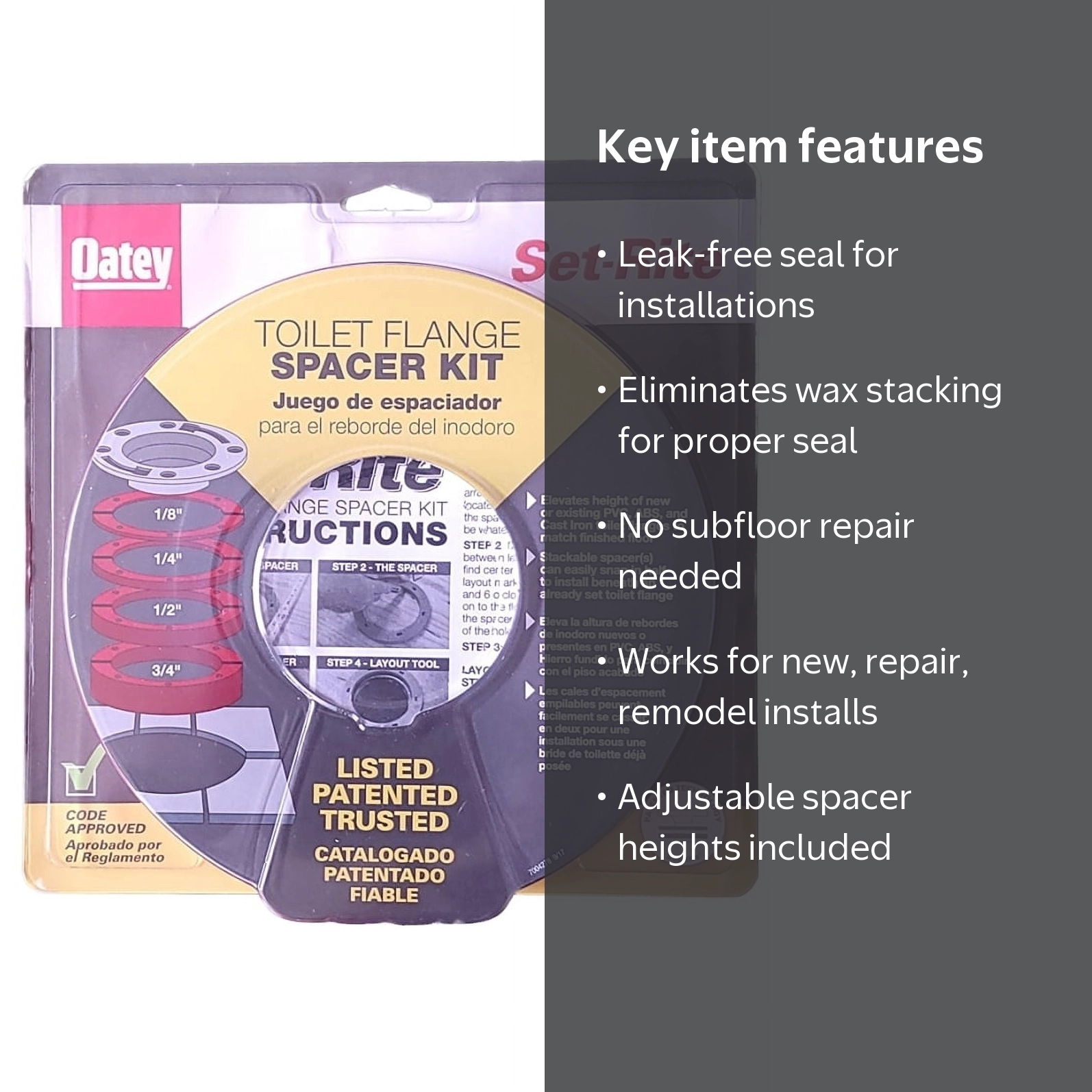 OATEY 43406 Set-Rite Spacer Kit-Includes all 4 sizes, 1/8