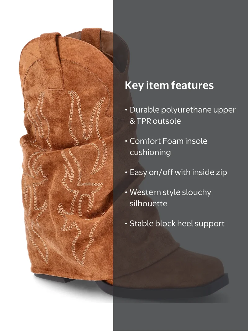 No Boundaries Women's Foldover Western Boots - Walmart.com