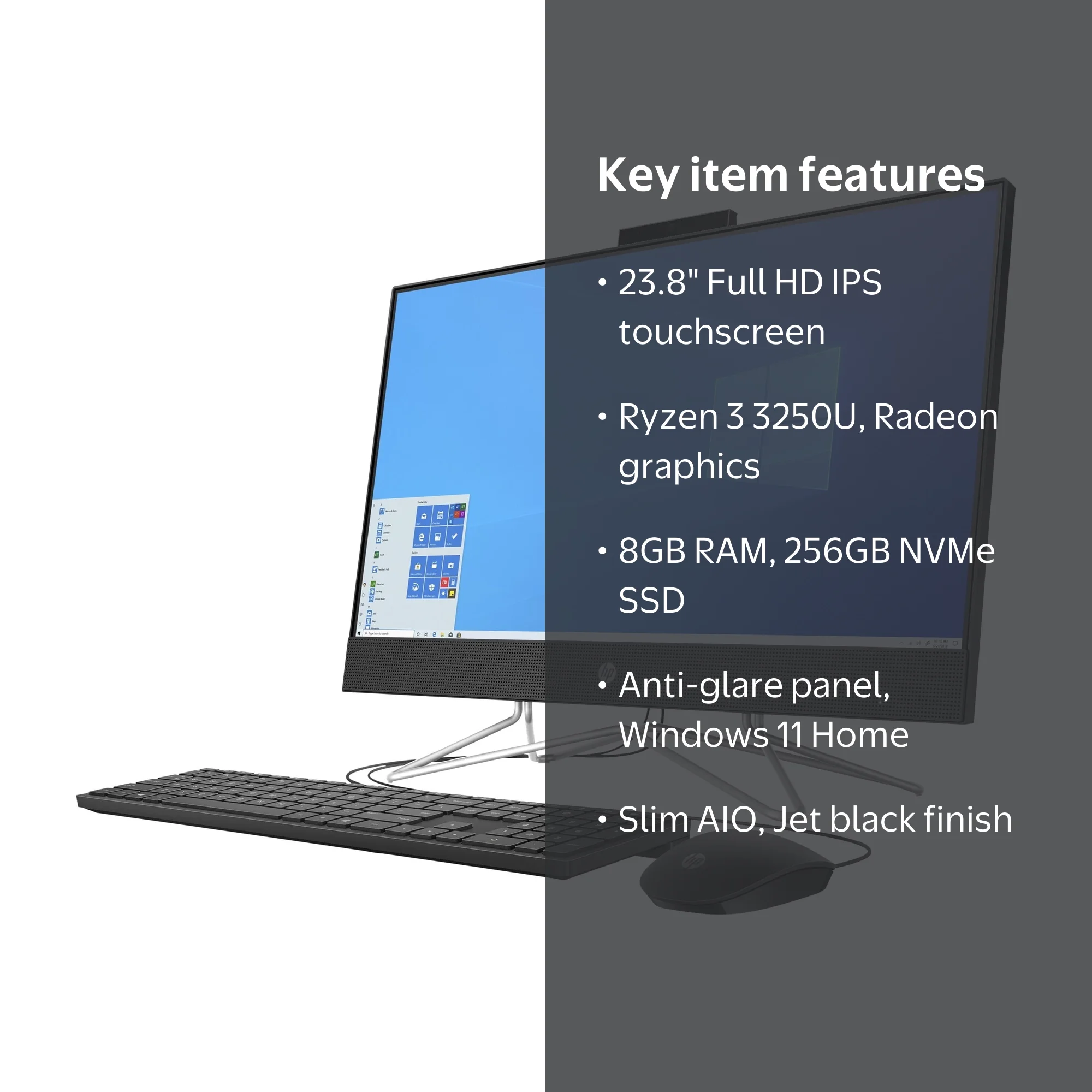 HP 24-df0214 - All-in-one Ryzen 3 3250U / up to 3.5 GHz - RAM 8 GB