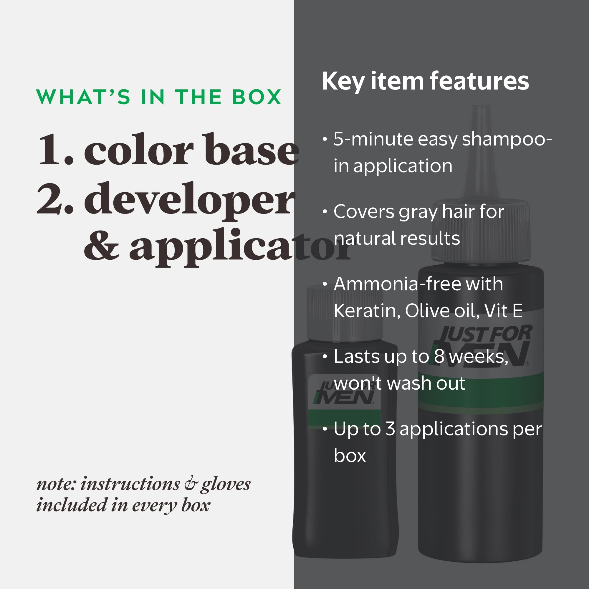 Just For Men, Shampoo-in Hair Dye for Men, H-47 Rich Dark Brown